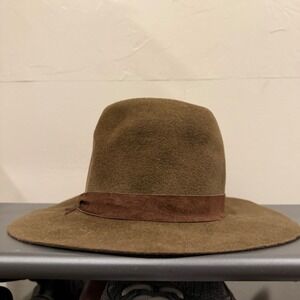 CLYDE 100 Angora Felt Wide Brim Fedora‎ Hat Handmade New York Brown